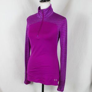 UNDER ARMOUR Athletic Jacket Woman Size Medium Purple 1/4 Zip Long Sleeve Collar
